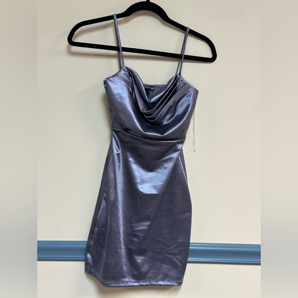 Windsor Metallic Grayish purple  Satin Mini Dress